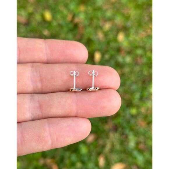 Sterling Silver Mixed Metal Banana Post Earrings - Picture 4 of 5